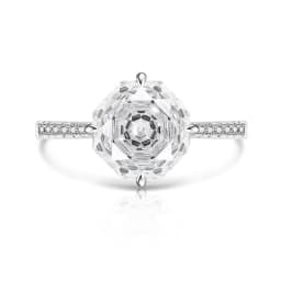 925 Sterling Silver Stylish Fine Octagon Millennium Rose Cut Zircon Ring Birthday Party Anniversary Gift