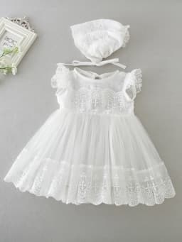 Baby Girl 0-2 Years Old Baby Wine Red Baptism Dress,Lace Net Skirt,Princess Dress,Wedding Flower Girl Dress,Birthday,With Hat