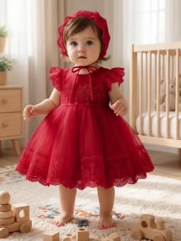 Baby Girl 0-2 Years Old Baby Wine Red Baptism Dress,Lace Net Skirt,Princess Dress,Wedding Flower Girl Dress,Birthday,With Hat