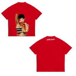 Rihanna Flipping It Graphic Patterned Print T-shirt Summer Luxury Brand Pure Cotton T-shirts for Men and Women Short Sleeves
