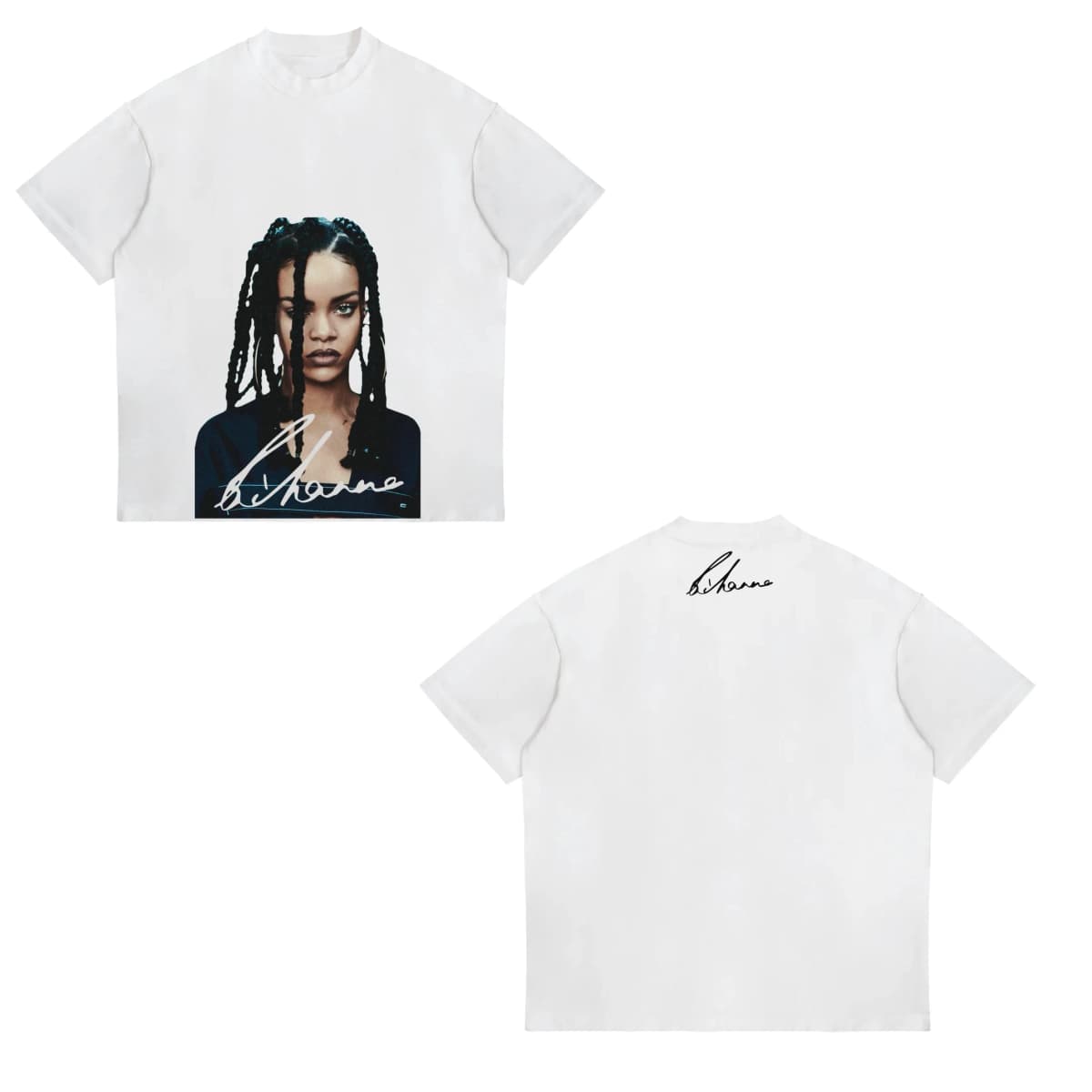 Rihanna Flipping It Graphic Patterned Print T-shirt Summer Luxury Brand Pure Cotton T-shirts for Men and Women Short Sleeves