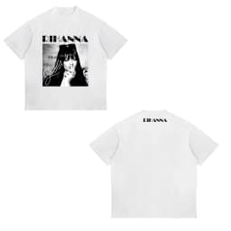 Rihanna Flipping It Graphic Patterned Print T-shirt Summer Luxury Brand Pure Cotton T-shirts for Men and Women Short Sleeves