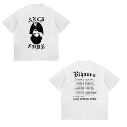 Rihanna Flipping It Graphic Patterned Print T-shirt Summer Luxury Brand Pure Cotton T-shirts for Men and Women Short Sleeves