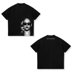 Rihanna Flipping It Graphic Patterned Print T-shirt Summer Luxury Brand Pure Cotton T-shirts for Men and Women Short Sleeves