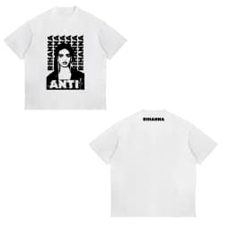 Rihanna Flipping It Graphic Patterned Print T-shirt Summer Luxury Brand Pure Cotton T-shirts for Men and Women Short Sleeves