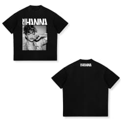 Rihanna Flipping It Graphic Patterned Print T-shirt Summer Luxury Brand Pure Cotton T-shirts for Men and Women Short Sleeves