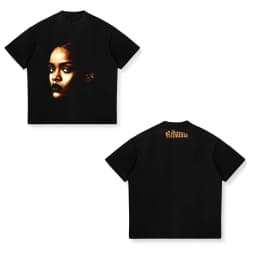 Rihanna Flipping It Graphic Patterned Print T-shirt Summer Luxury Brand Pure Cotton T-shirts for Men and Women Short Sleeves