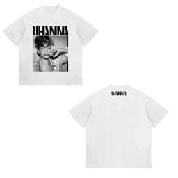 Rihanna Flipping It Graphic Patterned Print T-shirt Summer Luxury Brand Pure Cotton T-shirts for Men and Women Short Sleeves