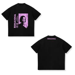 Rihanna Flipping It Graphic Patterned Print T-shirt Summer Luxury Brand Pure Cotton T-shirts for Men and Women Short Sleeves