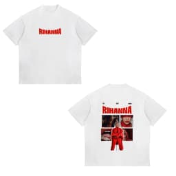Rihanna Flipping It Graphic Patterned Print T-shirt Summer Luxury Brand Pure Cotton T-shirts for Men and Women Short Sleeves