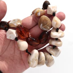 Statement Marbling Resin Geometric Beads Necklace for Women New Trendy Irregular Handmade Knotted Choker Retro Jewelry Gift