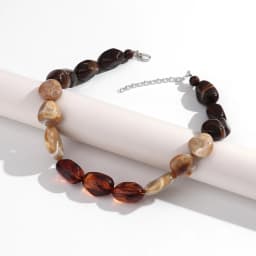 Statement Marbling Resin Geometric Beads Necklace for Women New Trendy Irregular Handmade Knotted Choker Retro Jewelry Gift