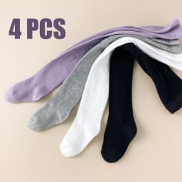 4 PCS Multi-Occasion Solid Baby Toddler Leggings Socks – Children Girl Kid Tights for School, Play & Performance