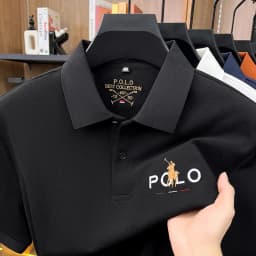 High end luxury brand silk cotton short sleeve polo shirt summer comfort men's T-shirt Paul Pony embroidered business casual top
