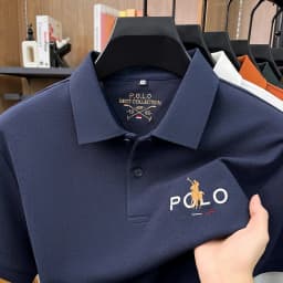 High end luxury brand silk cotton short sleeve polo shirt summer comfort men's T-shirt Paul Pony embroidered business casual top