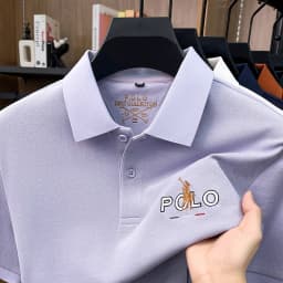 High end luxury brand silk cotton short sleeve polo shirt summer comfort men's T-shirt Paul Pony embroidered business casual top