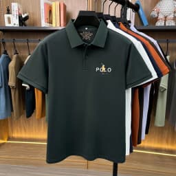 High end luxury brand silk cotton short sleeve polo shirt summer comfort men's T-shirt Paul Pony embroidered business casual top