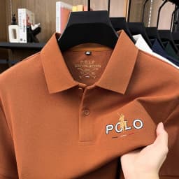 High end luxury brand silk cotton short sleeve polo shirt summer comfort men's T-shirt Paul Pony embroidered business casual top
