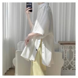 Solid Color Spring Summer Thin Shirts Short Sleeve Loose Turn-down Collar Button Handsome Fashion Casual Street Men's Clothing