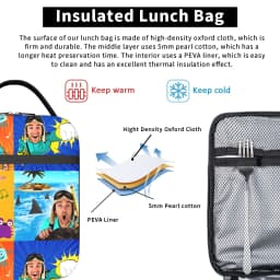 Danny Go Animated Programs Lunch Bag Cute Lunch Box Portable Zipper Thermal Lunch Bags For Men Waterproof Print Cooler Bag
