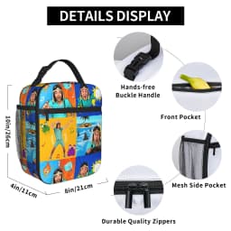 Danny Go Animated Programs Lunch Bag Cute Lunch Box Portable Zipper Thermal Lunch Bags For Men Waterproof Print Cooler Bag