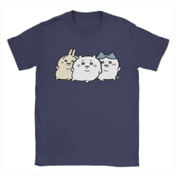 Chubby Bloated Chiikawas Hachiware Usagi Hungry Eat Food Full Fat T Shirts Men's Cotton T-Shirt Tee Shirt Clothing Gift Idea