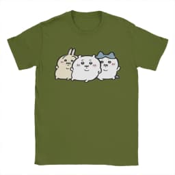 Chubby Bloated Chiikawas Hachiware Usagi Hungry Eat Food Full Fat T Shirts Men's Cotton T-Shirt Tee Shirt Clothing Gift Idea