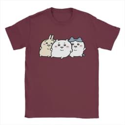 Chubby Bloated Chiikawas Hachiware Usagi Hungry Eat Food Full Fat T Shirts Men's Cotton T-Shirt Tee Shirt Clothing Gift Idea