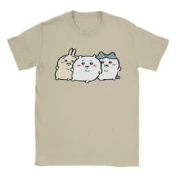 Chubby Bloated Chiikawas Hachiware Usagi Hungry Eat Food Full Fat T Shirts Men's Cotton T-Shirt Tee Shirt Clothing Gift Idea