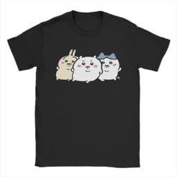 Chubby Bloated Chiikawas Hachiware Usagi Hungry Eat Food Full Fat T Shirts Men's Cotton T-Shirt Tee Shirt Clothing Gift Idea