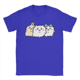 Chubby Bloated Chiikawas Hachiware Usagi Hungry Eat Food Full Fat T Shirts Men's Cotton T-Shirt Tee Shirt Clothing Gift Idea