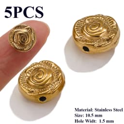 5PCS Flower Spacers Beads18K Gold Plated For Jewelry Making Bead Separator Stainless Steel Never Fade Flat Beads DIY Bracelet