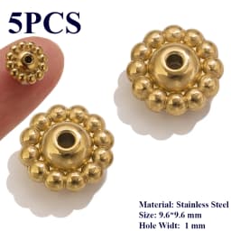 5PCS Flower Spacers Beads18K Gold Plated For Jewelry Making Bead Separator Stainless Steel Never Fade Flat Beads DIY Bracelet