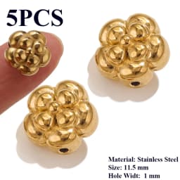 5PCS Flower Spacers Beads18K Gold Plated For Jewelry Making Bead Separator Stainless Steel Never Fade Flat Beads DIY Bracelet