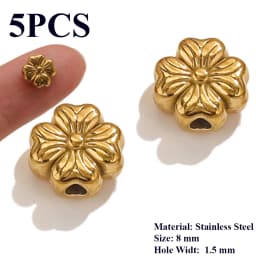 5PCS Flower Spacers Beads18K Gold Plated For Jewelry Making Bead Separator Stainless Steel Never Fade Flat Beads DIY Bracelet