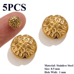 5PCS Flower Spacers Beads18K Gold Plated For Jewelry Making Bead Separator Stainless Steel Never Fade Flat Beads DIY Bracelet
