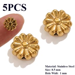 5PCS Flower Spacers Beads18K Gold Plated For Jewelry Making Bead Separator Stainless Steel Never Fade Flat Beads DIY Bracelet