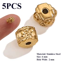 5PCS Flower Spacers Beads18K Gold Plated For Jewelry Making Bead Separator Stainless Steel Never Fade Flat Beads DIY Bracelet