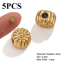 5PCS Flower Spacers Beads18K Gold Plated For Jewelry Making Bead Separator Stainless Steel Never Fade Flat Beads DIY Bracelet