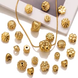 5PCS Flower Spacers Beads18K Gold Plated For Jewelry Making Bead Separator Stainless Steel Never Fade Flat Beads DIY Bracelet