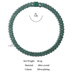 Cuban Chain Necklace for Men Women, Green Rhinestone Iced Out Link Chain, Hip Hop Jewelry