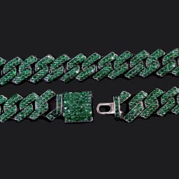 Cuban Chain Necklace for Men Women, Green Rhinestone Iced Out Link Chain, Hip Hop Jewelry