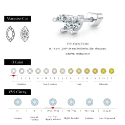 MODIAN 0.3CT Marquise Cut Moissanite Cartilage Ear 925 Sterling Sliver Earrings Heart Screw Stud Earrings For Women Fine Jewelry