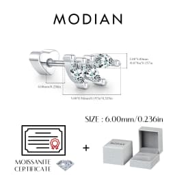 MODIAN 0.3CT Marquise Cut Moissanite Cartilage Ear 925 Sterling Sliver Earrings Heart Screw Stud Earrings For Women Fine Jewelry