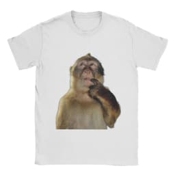 Thinking Monkey Meme Graphic T-Shirt, Unisex Casual Funny Animal Print Short Sleeve Women And Men T-shirts