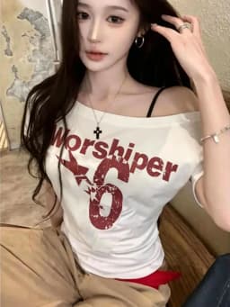 Y2k Sport Summer Off Shoulder Top Women Sexy Vintage 2000s Short Sleeve T Shirt Lady Body Basic Crop Top Female Casual