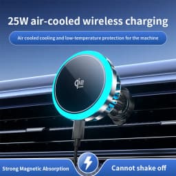 Car qi2.2 25W Magnetic Wireless Charger Air Cooling Fast Charging Station Air Vent Phone Holder Stand For iPhone 17~12 Pro Max