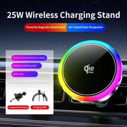 Car qi2.2 25W Magnetic Wireless Charger Air Cooling Fast Charging Station Air Vent Phone Holder Stand For iPhone 17~12 Pro Max