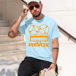 Revox 2026 new fashion heavyweight hot selling retro printed pattern fun round neck T-shirt for daily comfort