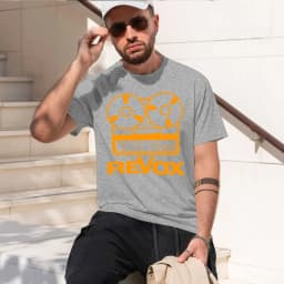 Revox 2026 new fashion heavyweight hot selling retro printed pattern fun round neck T-shirt for daily comfort
